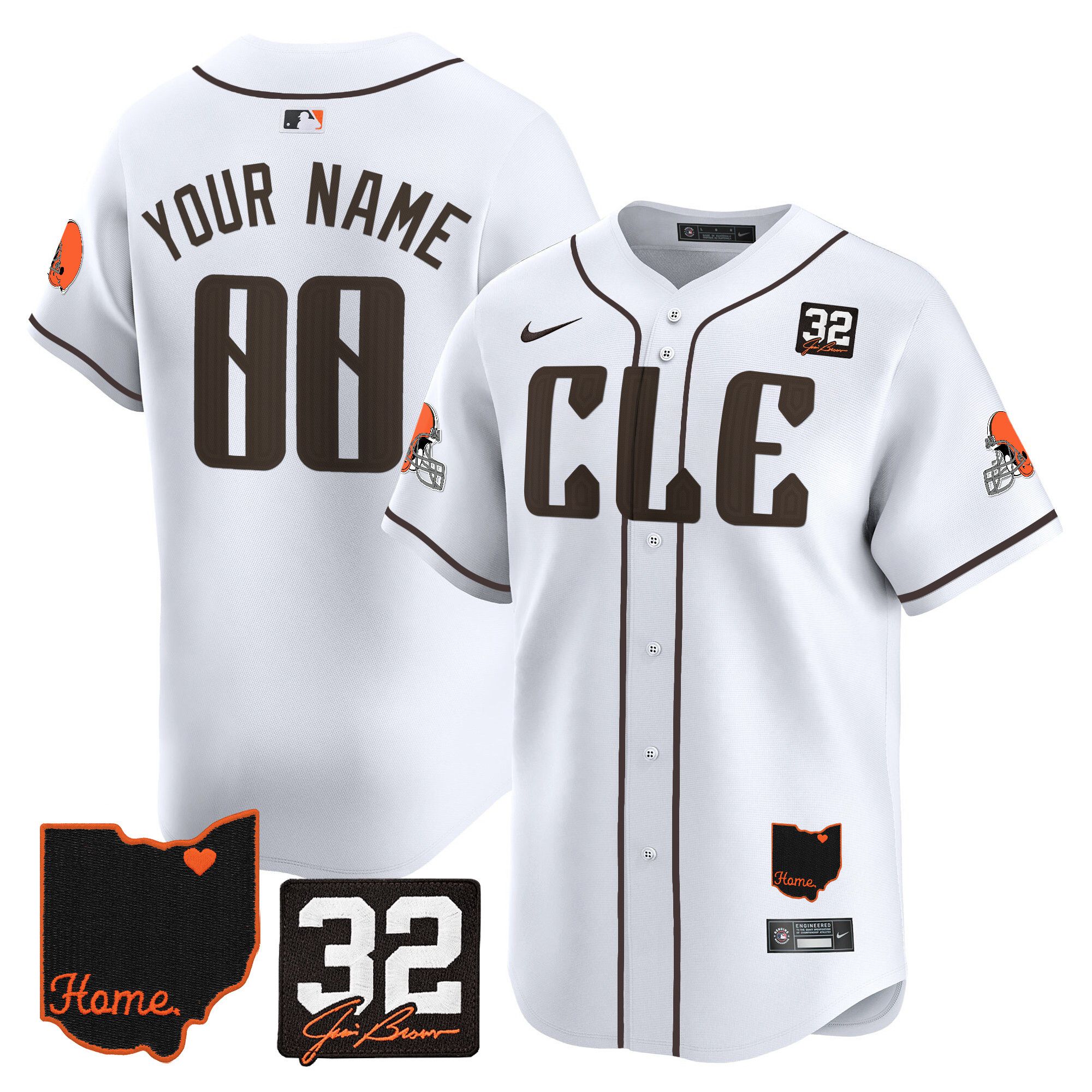 Men Cleveland Browns White Home Patch Vapor Premier Limited Custom 2024 Nike NFL Jersey